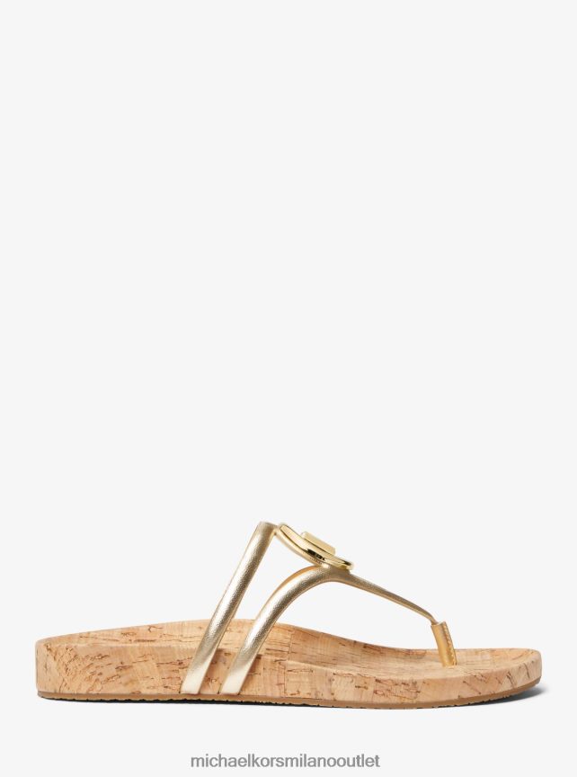 Michael Kors sandalo hampton in pelle metallizzata donne oro pallido P06L0L1943 scarpe