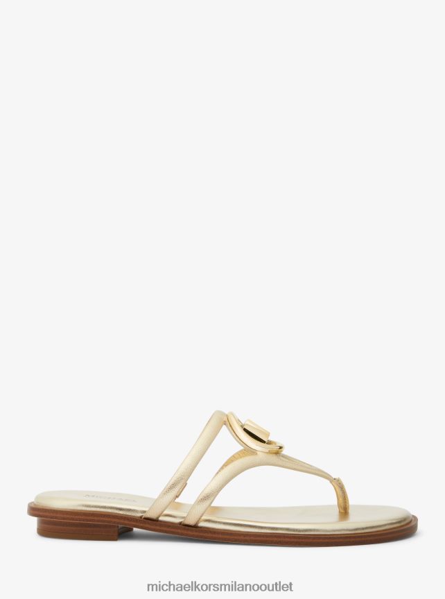 Michael Kors sandalo hampton in pelle metallizzata donne oro pallido P06L0L1948 scarpe
