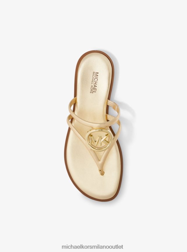 Michael Kors sandalo hampton in pelle metallizzata donne oro pallido P06L0L1948 scarpe