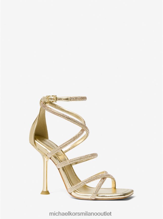 Michael Kors sandalo imani in finta pelle scamosciata metallizzata decorata donne oro pallido P06L0L1863 scarpe
