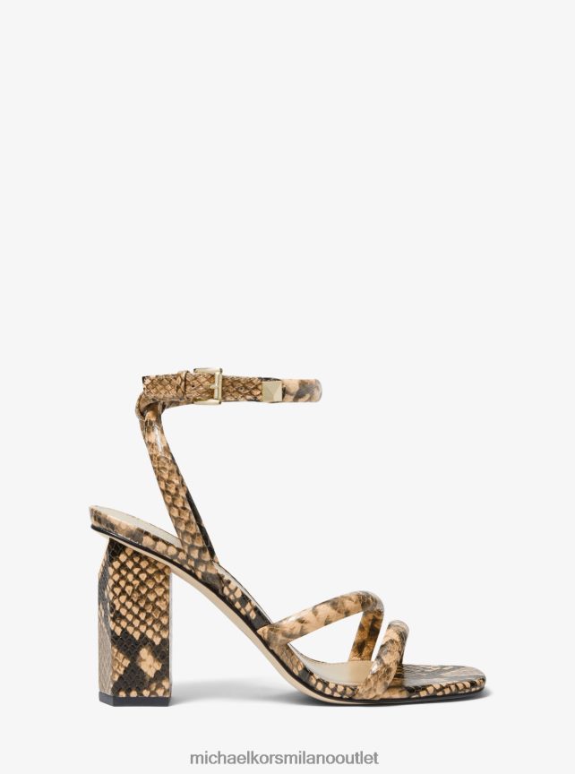 Michael Kors sandalo in pelle goffrata serpente nocciola donne cammello P06L0L1997 scarpe