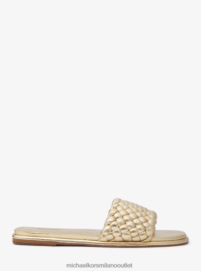 Michael Kors sandalo scorrevole Amelia intrecciato metallizzato donne oro pallido P06L0L2084 scarpe
