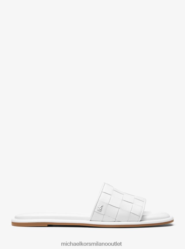 Michael Kors sandalo slide Hayworth in pelle intrecciata donne bianco ottico P06L0L1830 scarpe