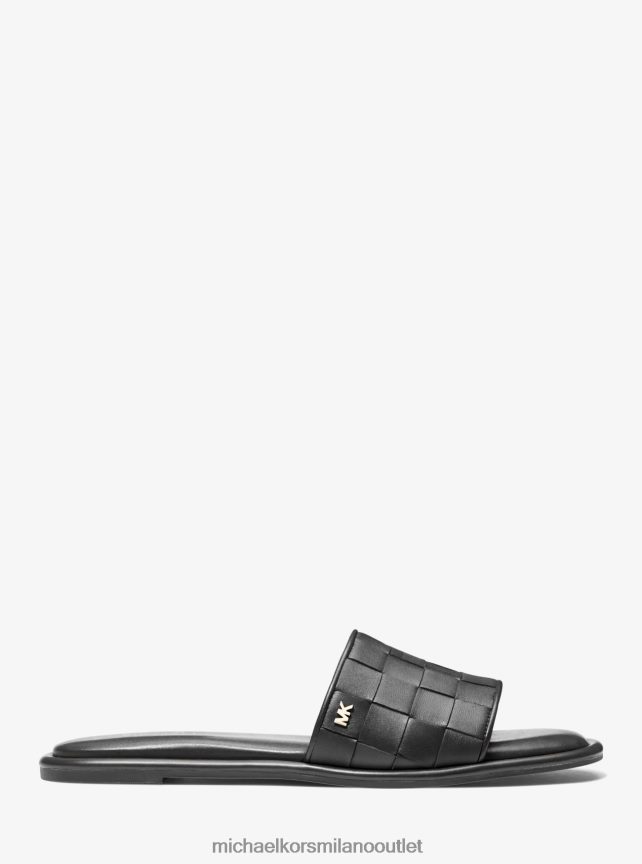 Michael Kors sandalo slide Hayworth in pelle intrecciata donne nero P06L0L1835 scarpe