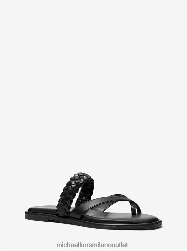 Michael Kors sandalo slide alba in ecopelle intrecciata donne nero P06L0L2056 scarpe