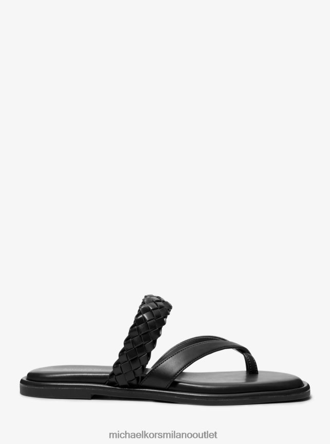Michael Kors sandalo slide alba in ecopelle intrecciata donne nero P06L0L2056 scarpe