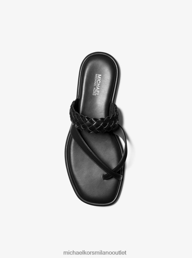 Michael Kors sandalo slide alba in ecopelle intrecciata donne nero P06L0L2056 scarpe