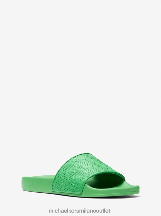 Michael Kors sandalo slide in ecopelle con logo Gilmore goffrato donne verde palma P06L0L1916 scarpe