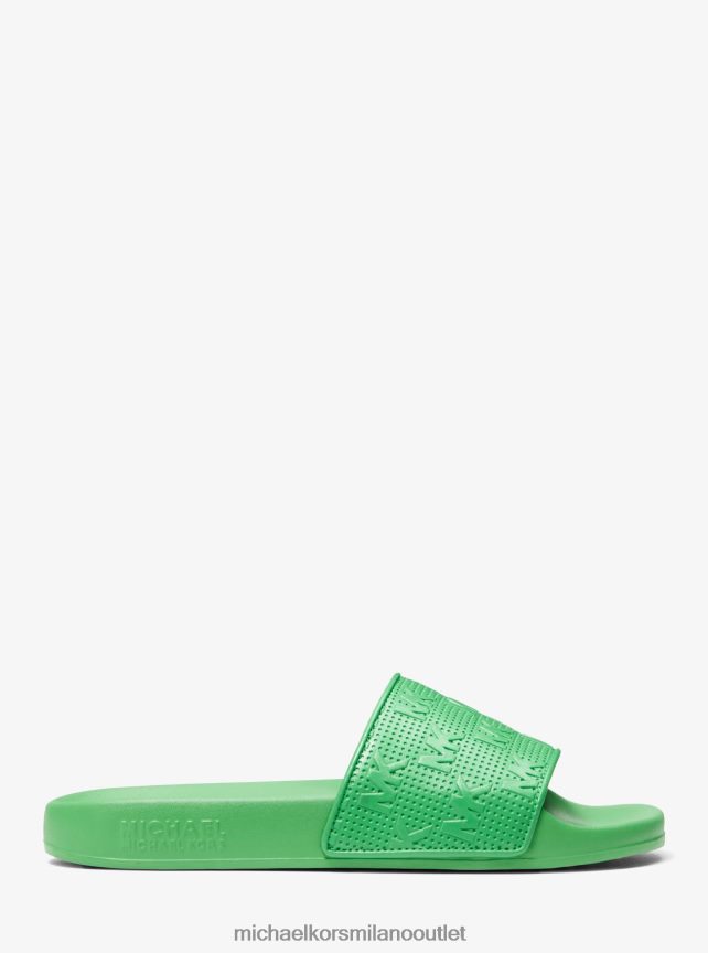 Michael Kors sandalo slide in ecopelle con logo Gilmore goffrato donne verde palma P06L0L1916 scarpe