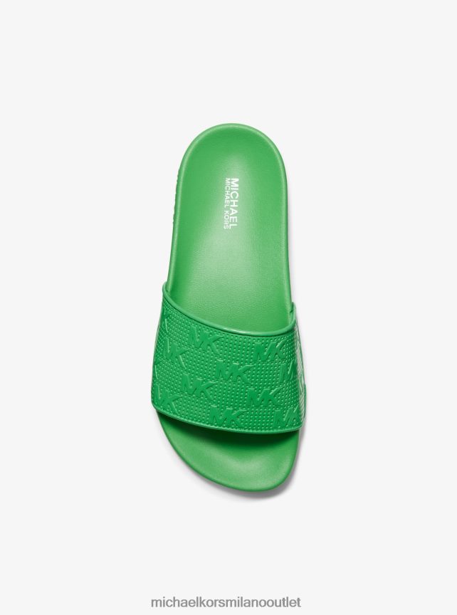 Michael Kors sandalo slide in ecopelle con logo Gilmore goffrato donne verde palma P06L0L1916 scarpe