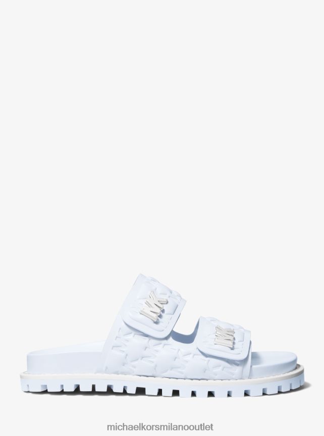 Michael Kors sandalo slide in ecopelle con logo Stark goffrato donne cielo morbido P06L0L1920 scarpe
