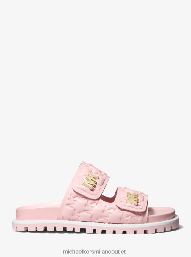 Michael Kors sandalo slide in ecopelle con logo Stark goffrato donne rosa fumosa P06L0L1918 scarpe