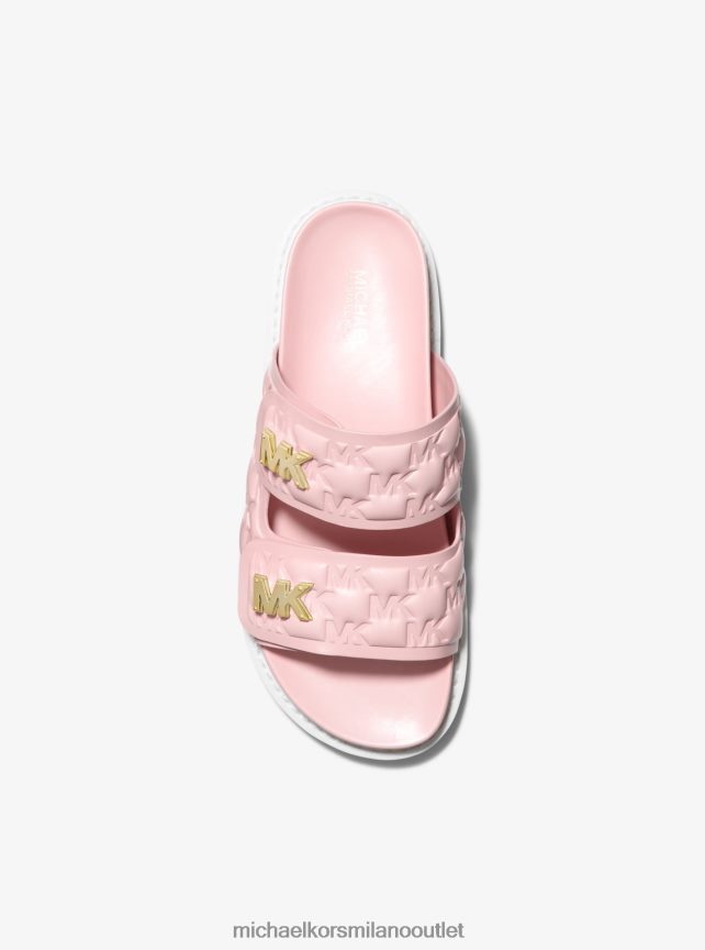 Michael Kors sandalo slide in ecopelle con logo Stark goffrato donne rosa fumosa P06L0L1918 scarpe