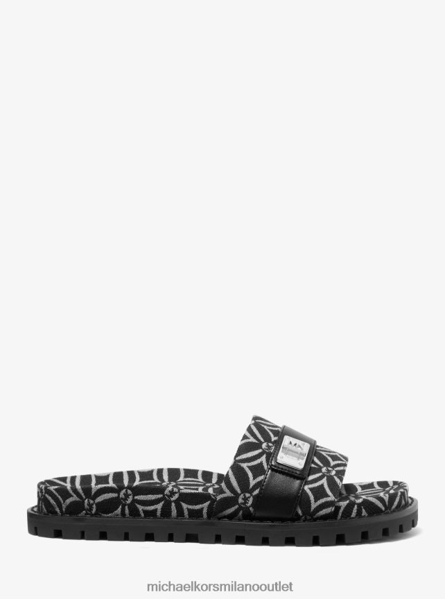 Michael Kors sandalo slide in jacquard con logo Padma donne nero/crema chiaro P06L0L1925 scarpe