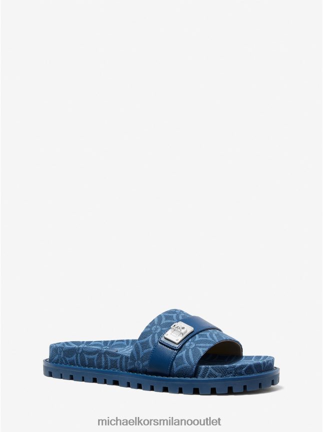 Michael Kors sandalo slide in jacquard con logo Padma donne patrimonio blu multi P06L0L1923 scarpe