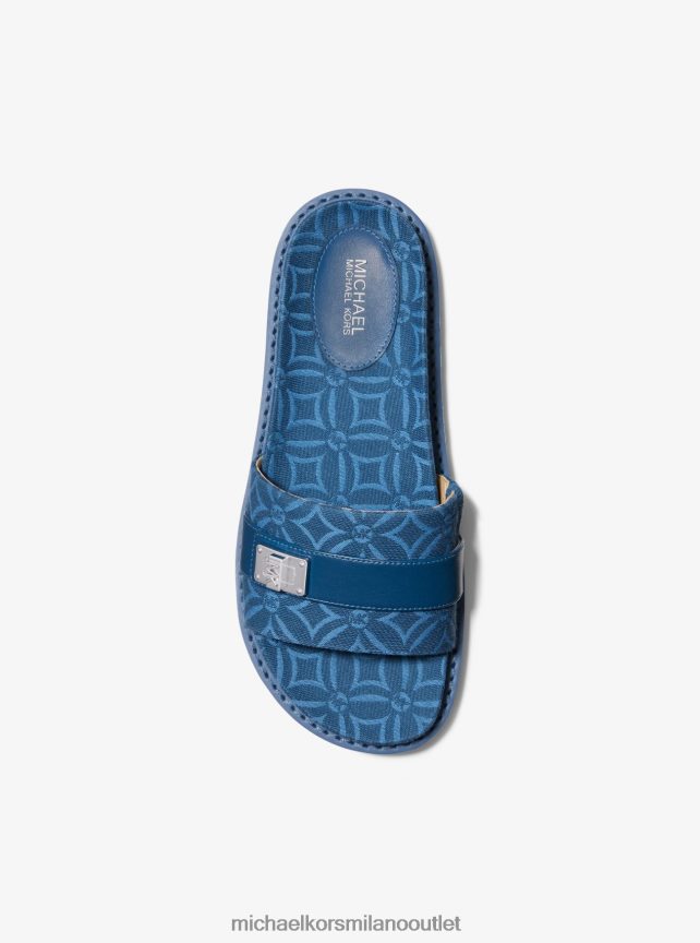 Michael Kors sandalo slide in jacquard con logo Padma donne patrimonio blu multi P06L0L1923 scarpe