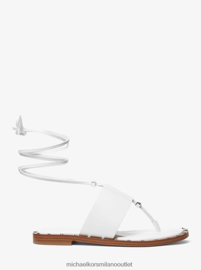 Michael Kors sandalo stringato jagger in pelle donne bianco ottico P06L0L1838 scarpe