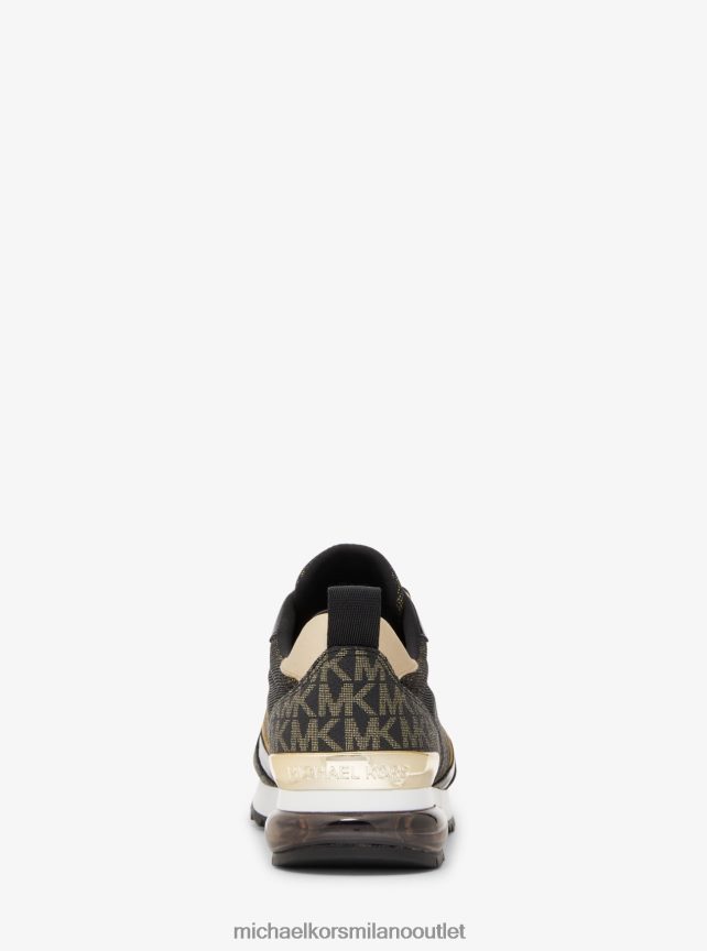 Michael Kors Allie Stride Extreme Metallic Mixed-Media Trainer donne oro pallido P06L0L1799 scarpe