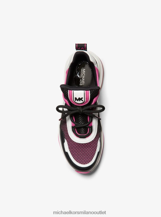 Michael Kors Olympia Extreme Scarpe da ginnastica in pelle e scuba donne ciliegia multi P06L0L1749 scarpe