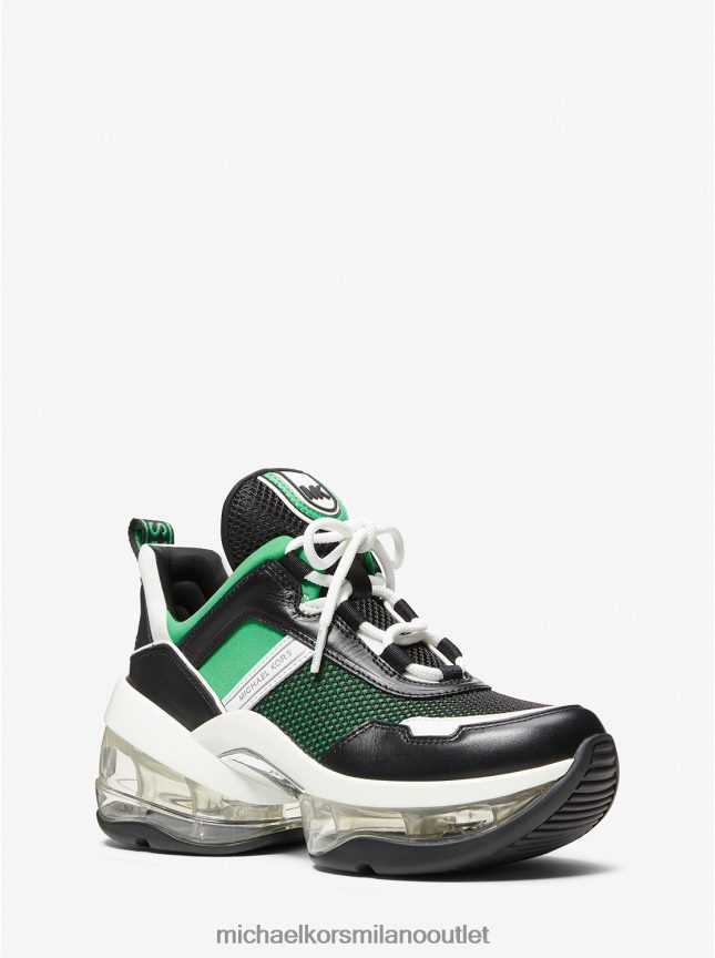 Michael Kors Olympia Extreme Scarpe da ginnastica in pelle e scuba donne palma multi P06L0L1765 scarpe