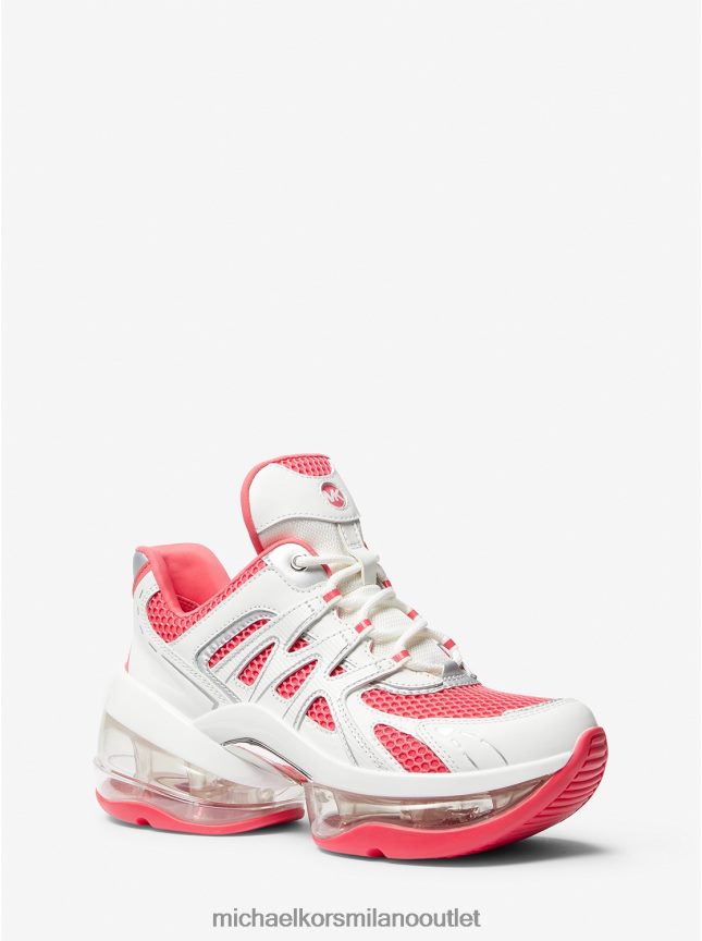 Michael Kors Olympia Sport Extreme scarpe da ginnastica in pelle e rete donne geranio multiplo P06L0L1756 scarpe