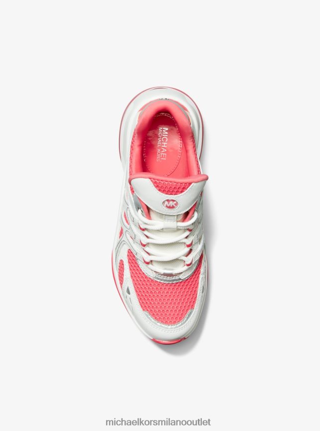 Michael Kors Olympia Sport Extreme scarpe da ginnastica in pelle e rete donne geranio multiplo P06L0L1756 scarpe