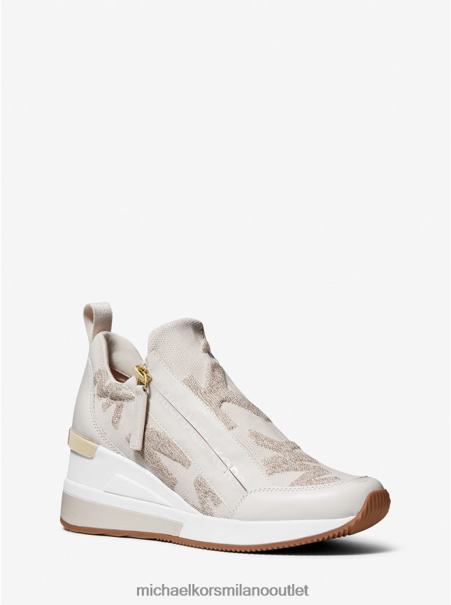 Michael Kors Scarpe da ginnastica in maglia elasticizzata con logo Willis donne oro pallido P06L0L1708 scarpe