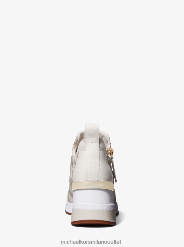 Michael Kors Scarpe da ginnastica in maglia elasticizzata con logo Willis donne oro pallido P06L0L1708 scarpe