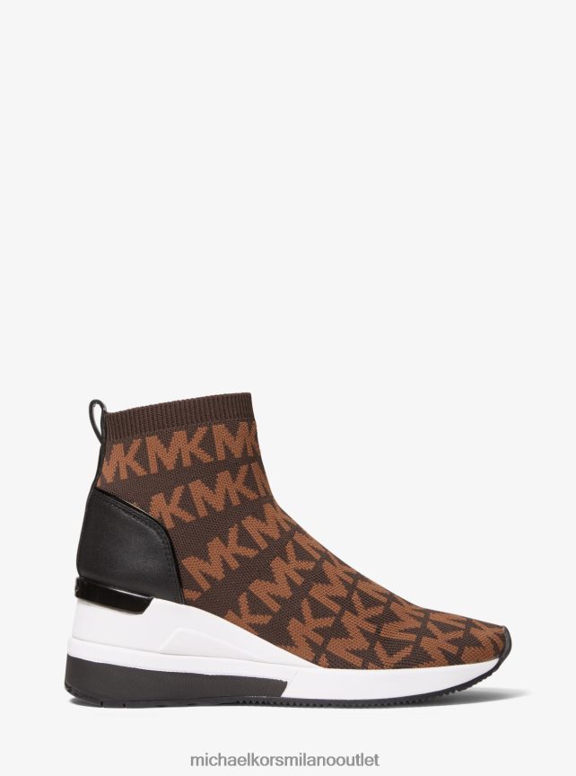 Michael Kors Sneaker con calzino in maglia stretch con logo Skyler donne combinazione di cioccolato P06L0L1725 scarpe
