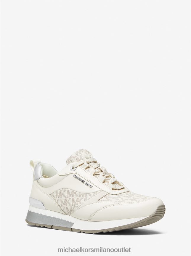 Michael Kors logo Allie Stride e scarpa da ginnastica in pelle donne furgone/crema P06L0L1792 scarpe