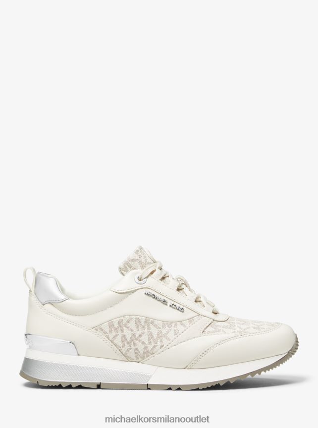 Michael Kors logo Allie Stride e scarpa da ginnastica in pelle donne furgone/crema P06L0L1792 scarpe