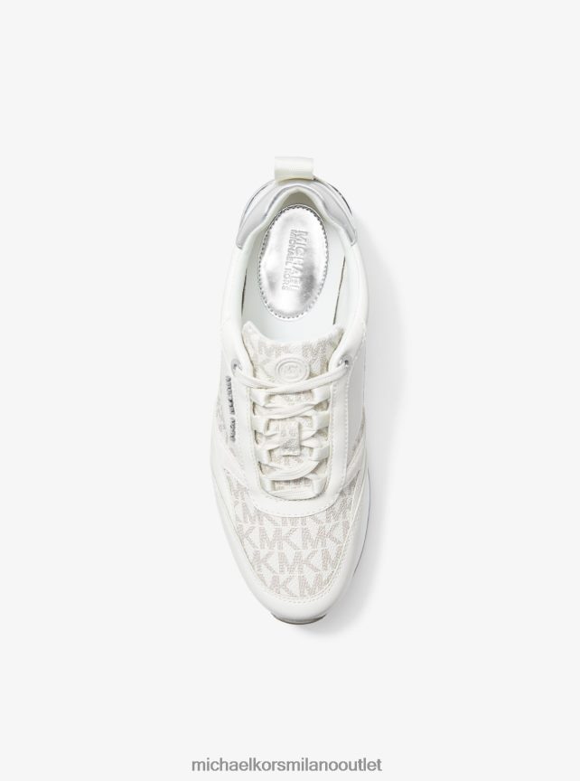 Michael Kors logo Allie Stride e scarpa da ginnastica in pelle donne furgone/crema P06L0L1792 scarpe