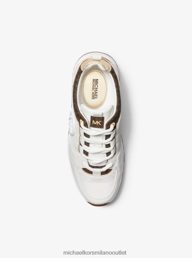 Michael Kors logo cosmo e sneaker in ecopelle donne op bianco/marrone P06L0L1741 scarpe