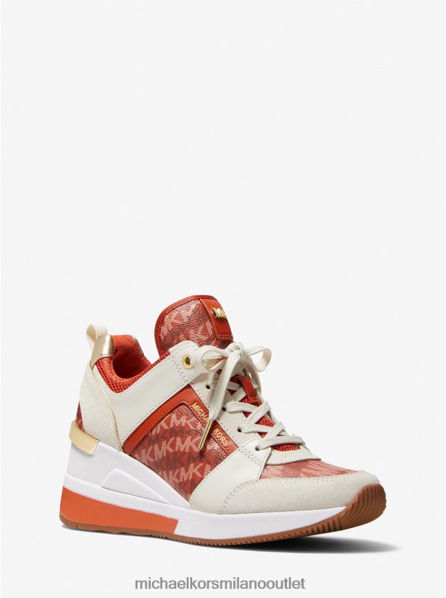 Michael Kors logo georgie con stampa animalier e scarpa da ginnastica in pelle donne arancione intenso P06L0L1793 scarpe