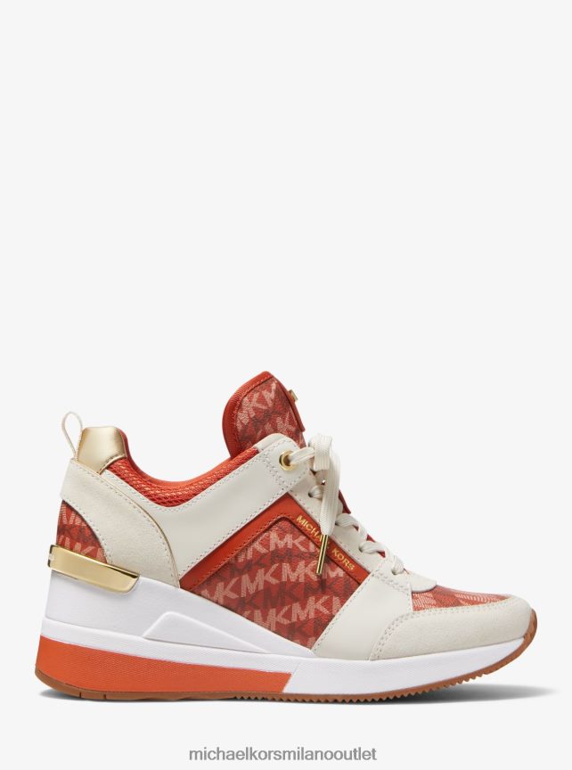 Michael Kors logo georgie con stampa animalier e scarpa da ginnastica in pelle donne arancione intenso P06L0L1793 scarpe