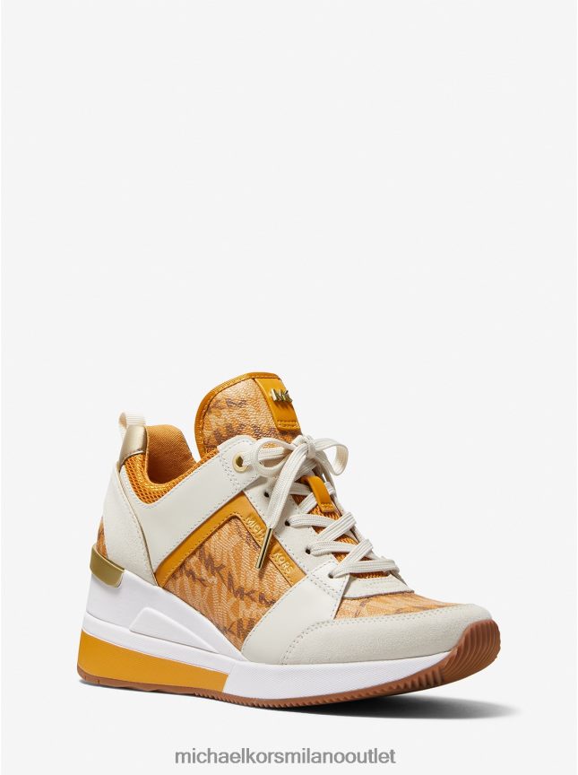 Michael Kors logo georgie con stampa animalier e scarpa da ginnastica in pelle donne calendula P06L0L1794 scarpe