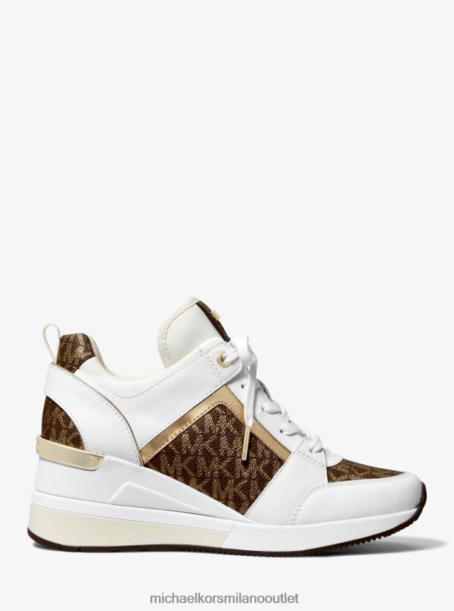 Michael Kors logo metallico georgie e scarpa da ginnastica in pelle donne opwht multi P06L0L1761 scarpe