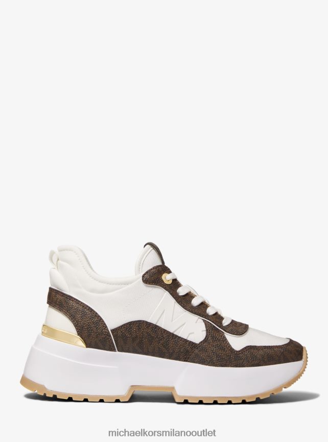 Michael Kors logo muse e scarpa da ginnastica in mesh donne marrone P06L0L1809 scarpe