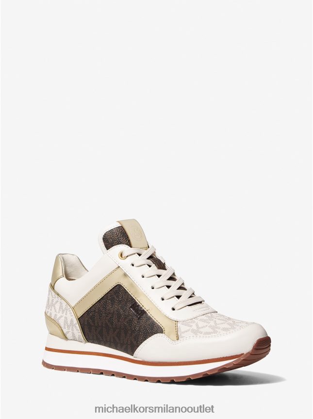 Michael Kors maddy scarpa da ginnastica con logo bicolore donne vaniglia/marrone P06L0L1723 scarpe