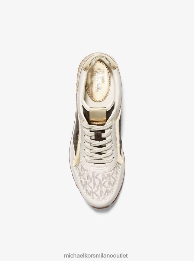 Michael Kors maddy scarpa da ginnastica con logo bicolore donne vaniglia/marrone P06L0L1723 scarpe