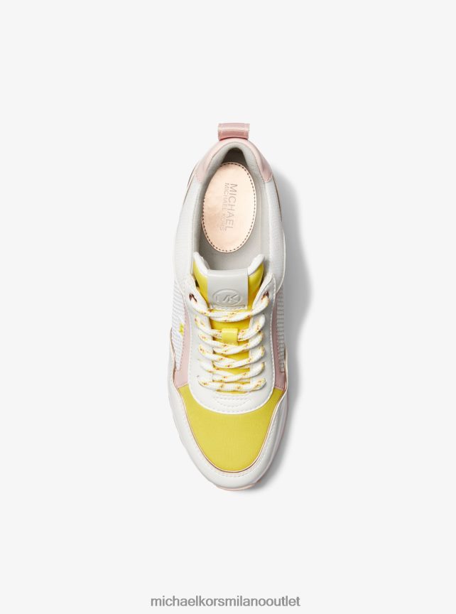 Michael Kors maddy scarpa da ginnastica tecnica mista color block donne bianco ottico P06L0L1728 scarpe