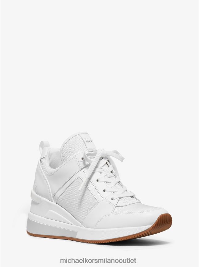 Michael Kors scarpa da ginnastica georgie in pelle e tela donne bianco ottico P06L0L1785 scarpe