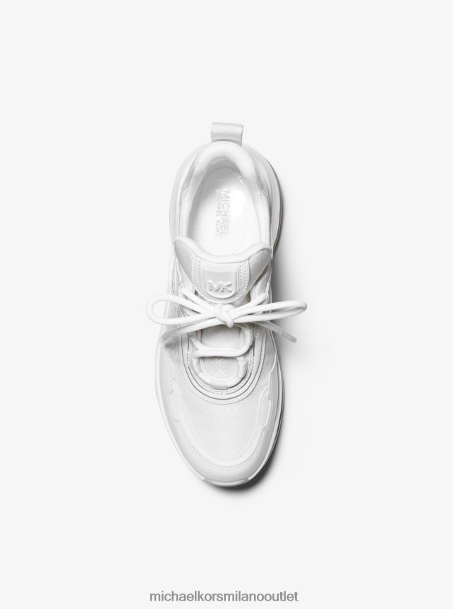 Michael Kors scarpa da ginnastica in pelle e jacquard con logo olympia extreme donne bianco ottico P06L0L1746 scarpe
