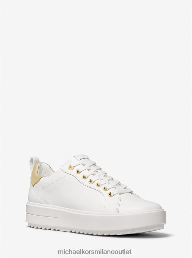 Michael Kors scarpa da ginnastica in pelle emmett donne bianco ottico P06L0L1703 scarpe