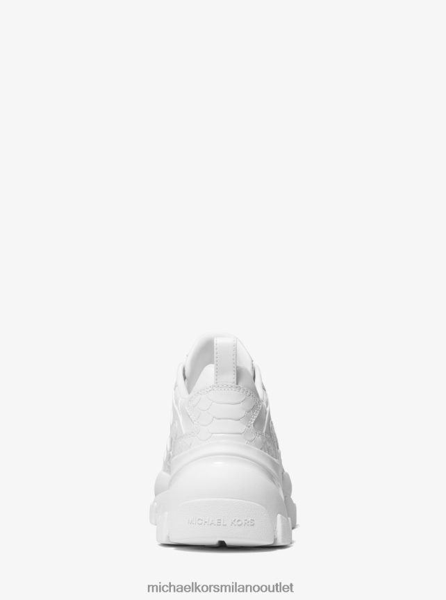 Michael Kors scarpa da ginnastica in pelle goffrata serpente nick donne bianco ottico P06L0L1762 scarpe