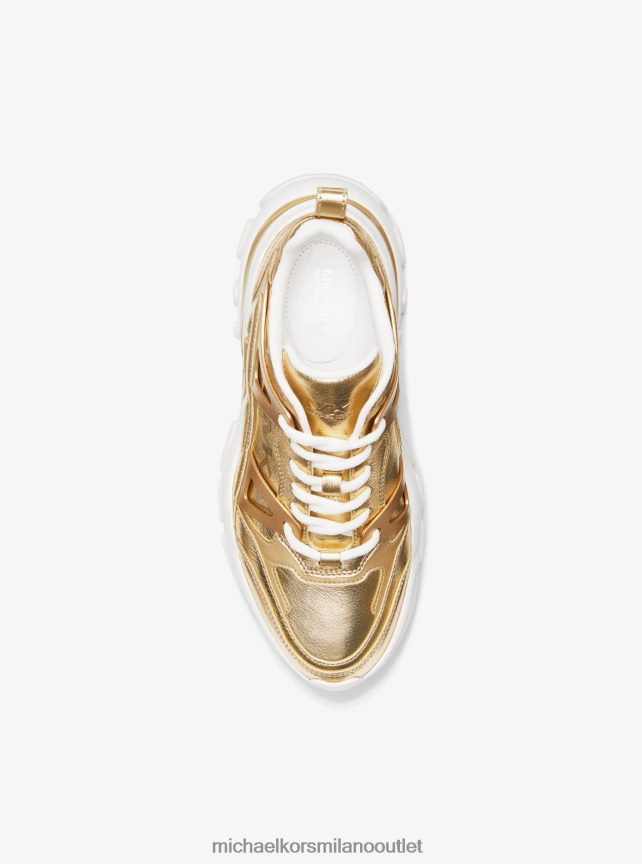 Michael Kors scarpa da ginnastica in pelle metallizzata nick donne oro pallido P06L0L1764 scarpe