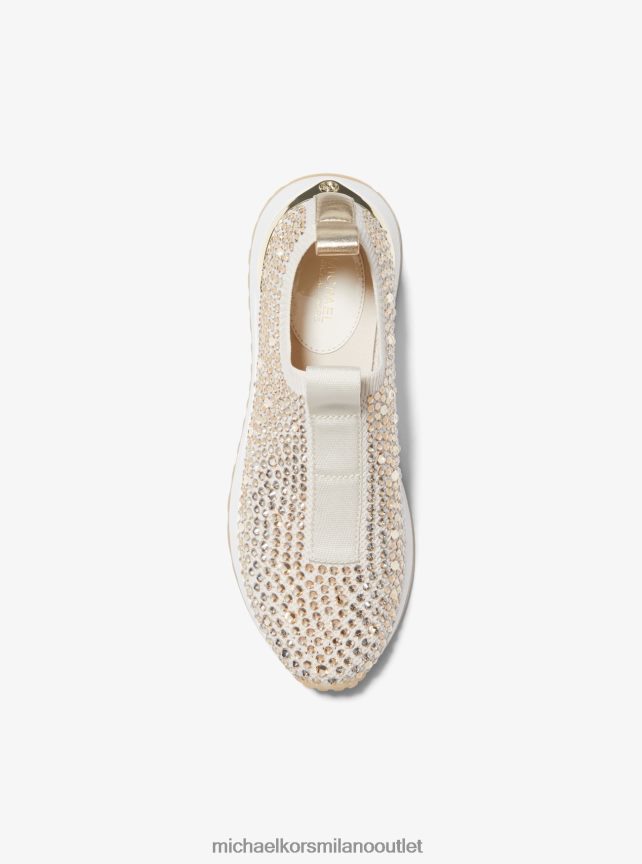 Michael Kors scarpa da ginnastica slip-on in rete decorata con body donne crema P06L0L1716 scarpe