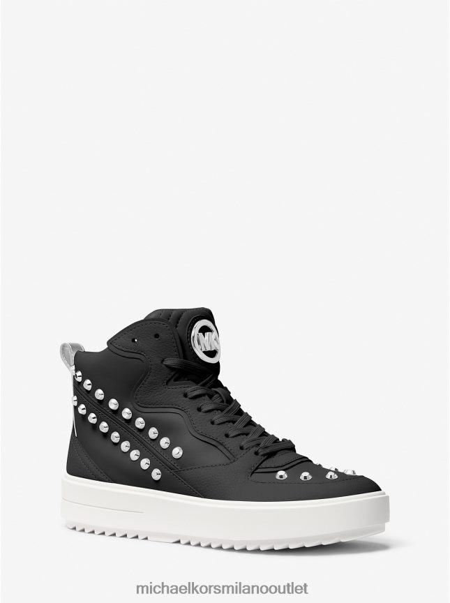 Michael Kors sneaker alta Emmett in pelle con strisce borchiate donne nero P06L0L1707 scarpe