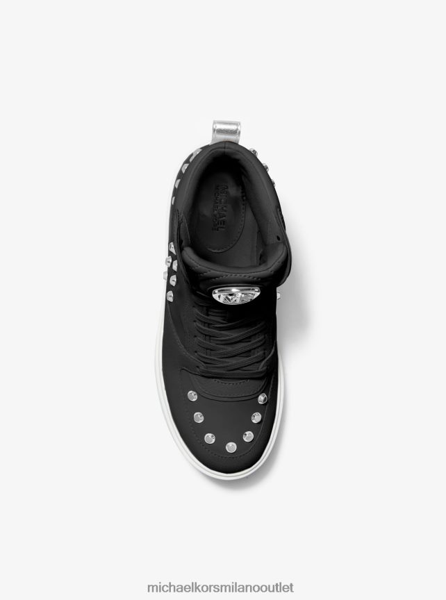 Michael Kors sneaker alta Emmett in pelle con strisce borchiate donne nero P06L0L1707 scarpe