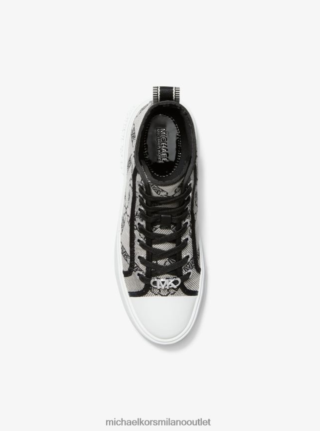 Michael Kors sneaker alta evy con logo impero jacquard donne naturale/nero P06L0L1782 scarpe
